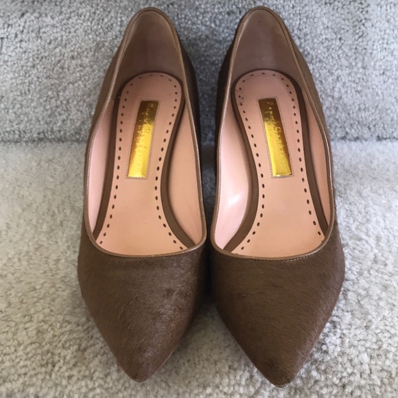 Stunning Rupert Sanderson Italian Camel Pierre Mid-Heel Pumps